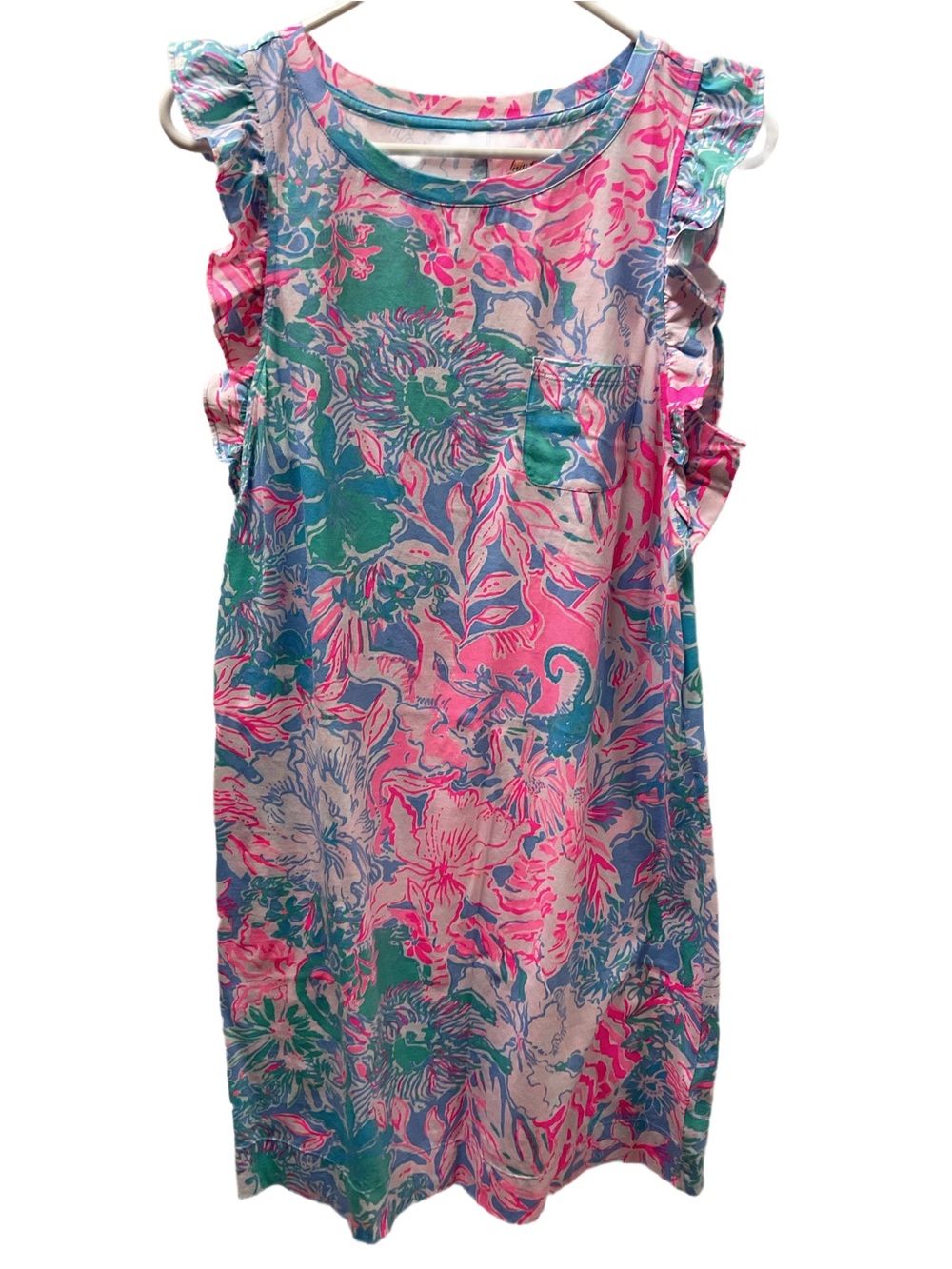 Lilly Pulitzer Pink poke-it-dot & Aqua & Blue Floral nightgowns. Set of 2.
